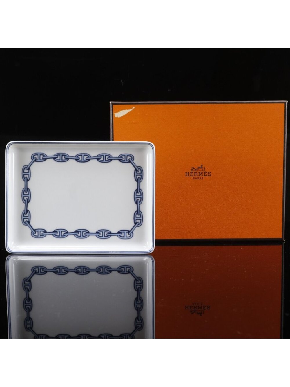 Hermes Chaine D'ancre Square Plate Ceramic White Tableware